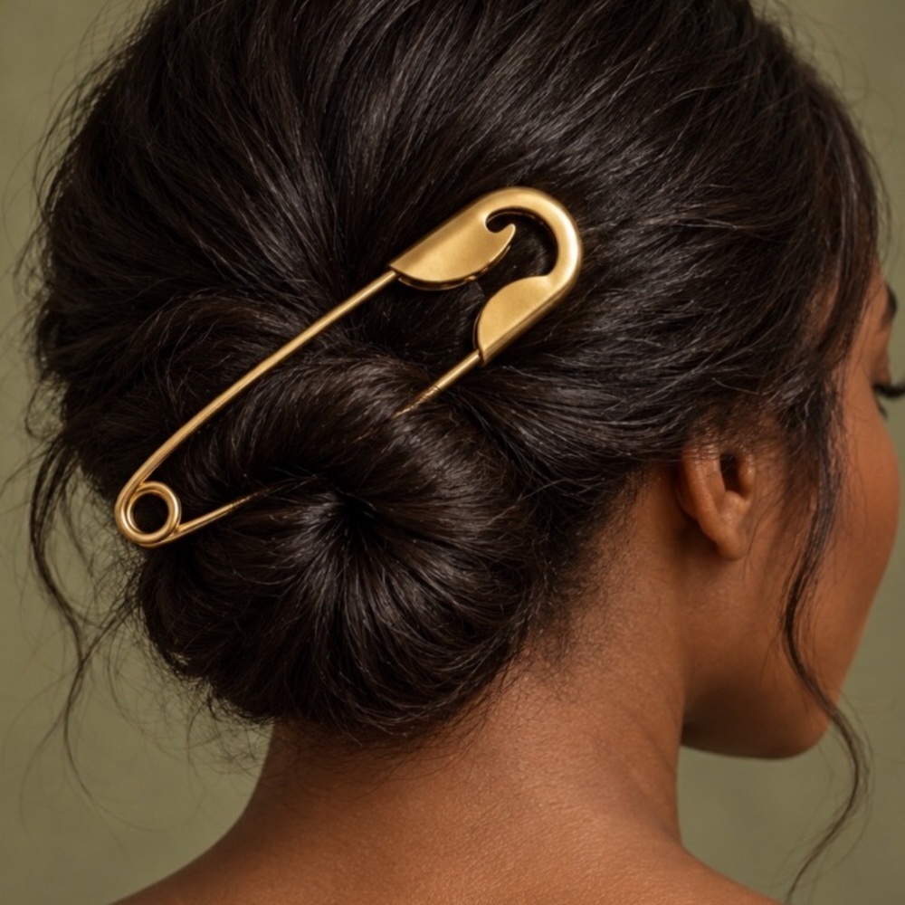 Gold Safety Pin Hair Clip - Elegant Women’s Accessory